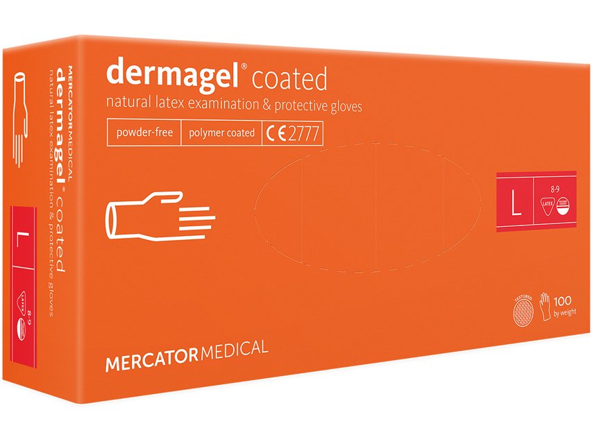 Dermagel puuterittomat Lateksikäsineet (10 pakettia)